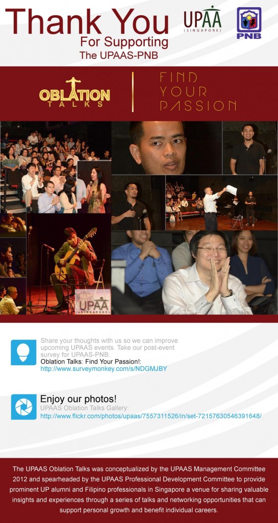 UPAAS-PNB Oblation Talks: Find Your Passion! Thank You e-flyer